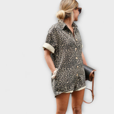 Nonette - Hemd-Jumpsuit mit Leopardenmuster