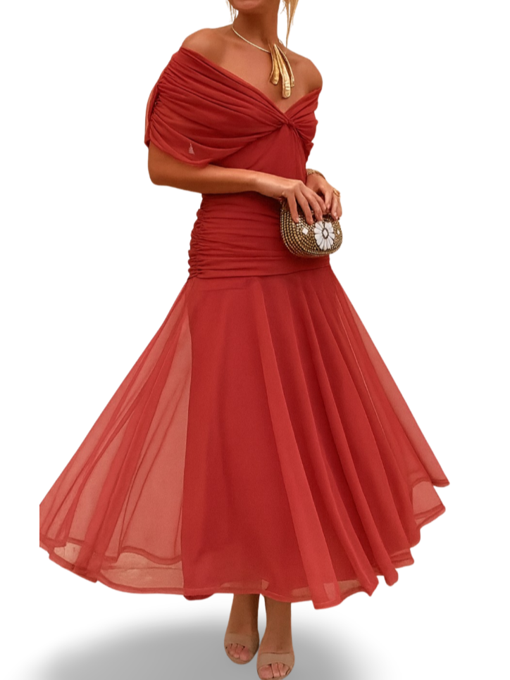Women's Elegant Mesh Boutonniere Dress