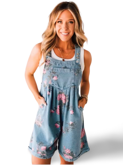 Huigy™ Tailored Floral Denim Jumpsuit